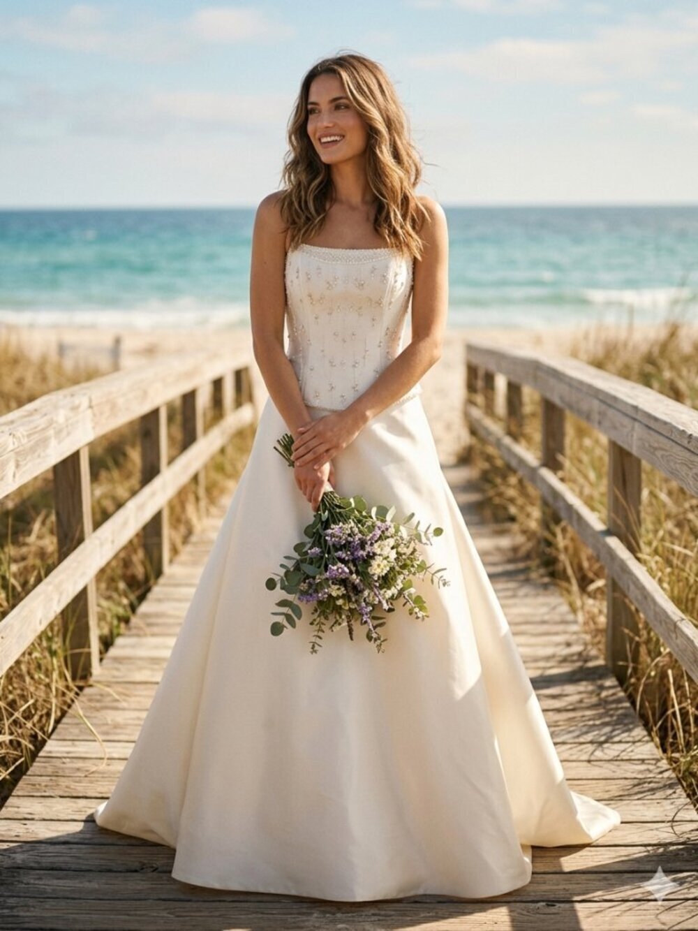 👑Pronovias Barcelona Bridal | Y2K Champagne Gown | Beaded Bustier Peplum Corset